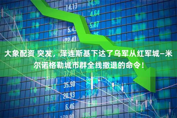 大象配资 突发，泽连斯基下达了乌军从红军城—米尔诺格勒城市群全线撤退的命令！
